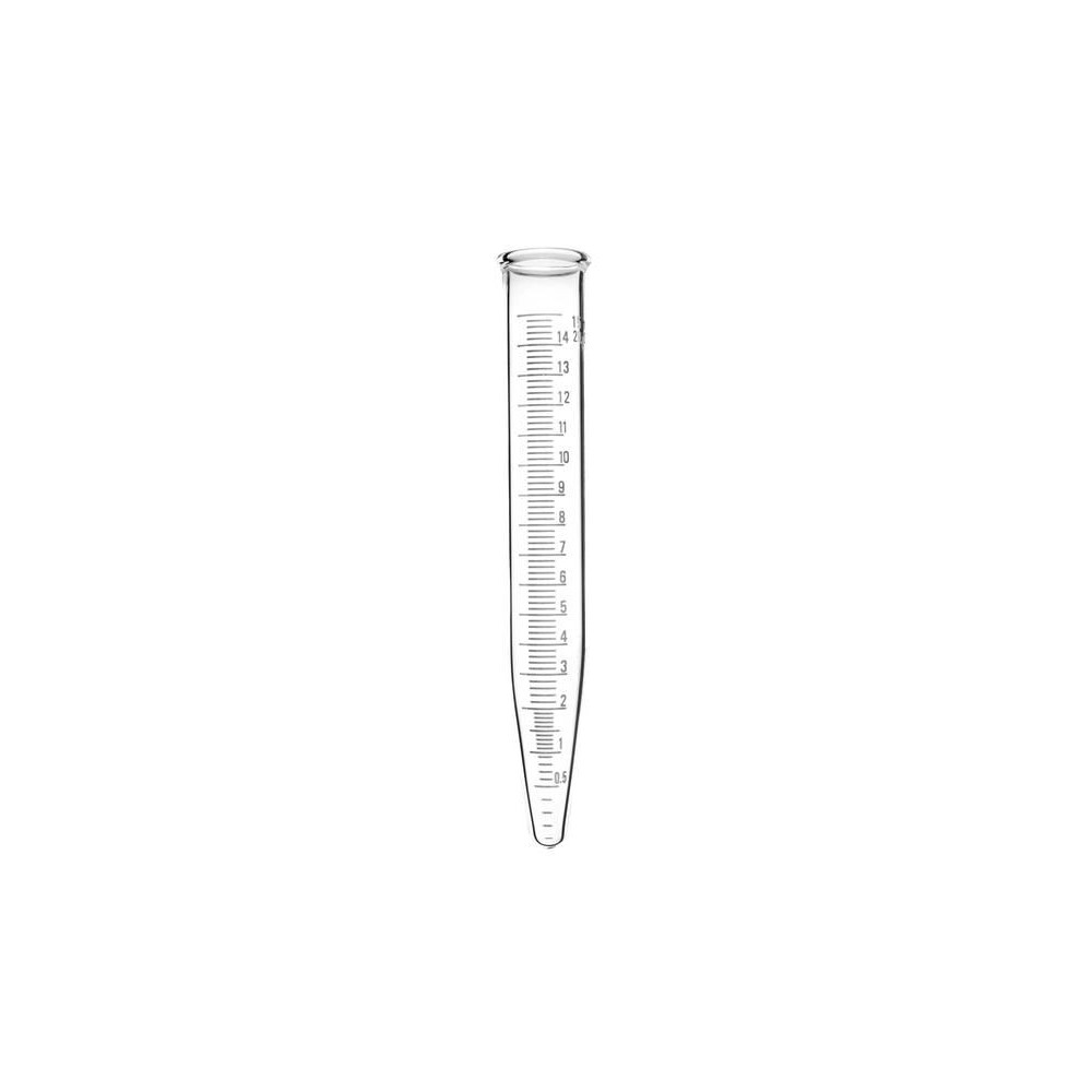 Tub centrifugadora vidre fons cònic graduat. Mida 17x115 mm (15 ml)