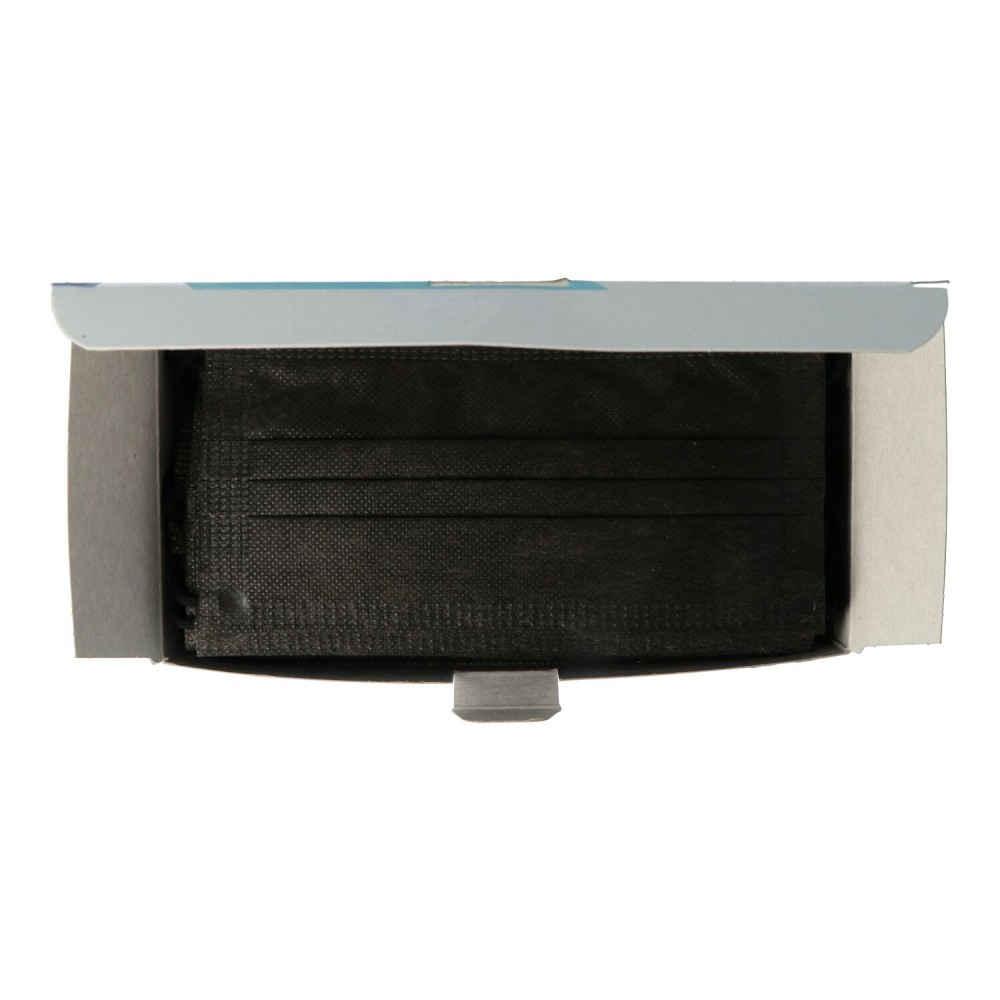 Mascarillas quirúrgicas negres polipropileno 3 capas tipo IIR. Caja 50 unidades