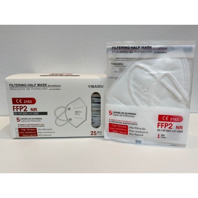 Mascaretes autofiltrants partícules FFP2 sense vàlvula. Capsa 25 unitats