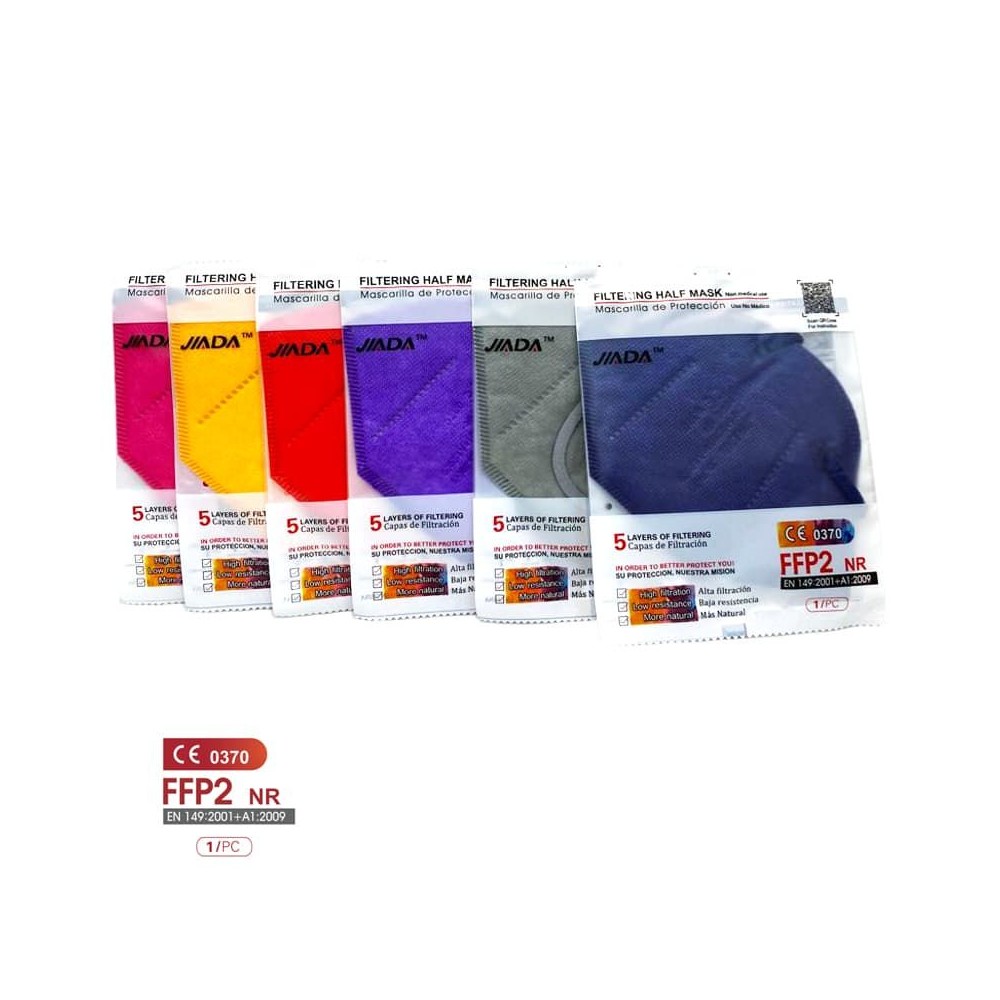 Mascarillas autofiltrantes FFP2 colores sin válvula. Pack 20 unidades