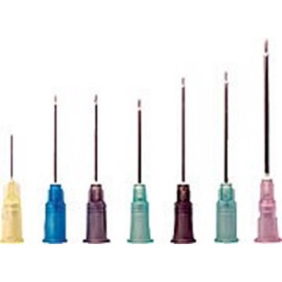 Agulles hipodèrmiques d'un sol ús estèrils 0'5x16 mm (25G). Capsa 100 u