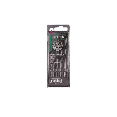 Brocas para pared de widia 4 a 10 mm RA-1589. Juego 5 piezas