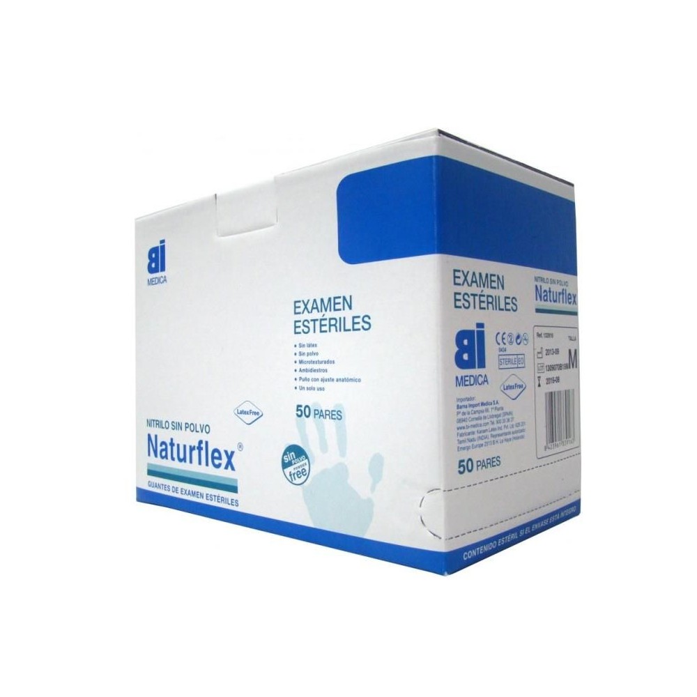 Guants examen nitril talla 7-8 mitjans. Capsa 100 unitats