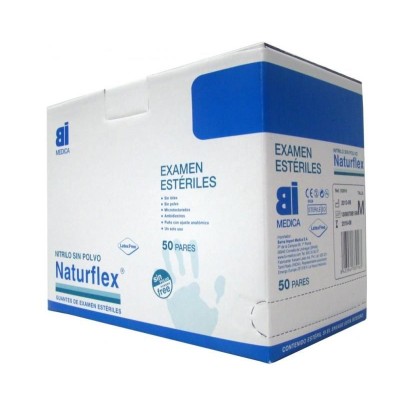 Guants examen nitril talla 7-8 mitjans. Capsa 100 unitats