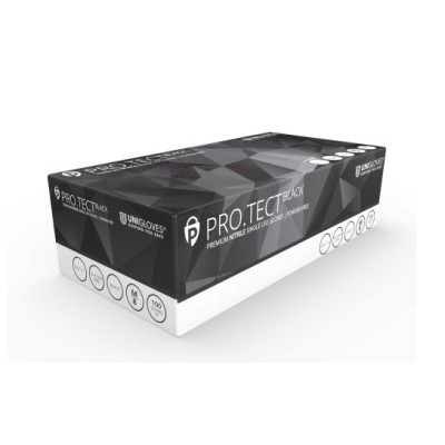 Guantes examen nitrilo negros alta protección talla L (9-10). Caja 100 unidades