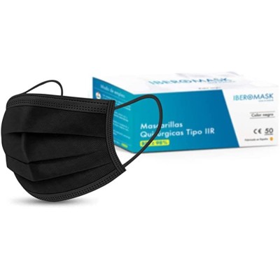 Mascarillas quirúrgicas tipo IIR color negro. Caja 50 unidades