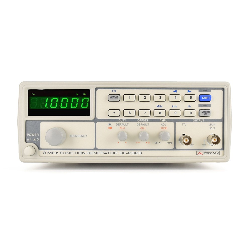 Generador funcions Promax GF-232B. Tres formes ona 3 MHz