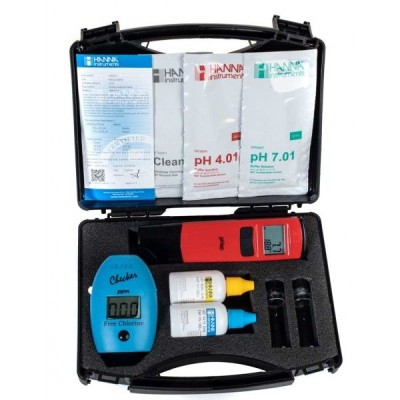 Prueba múltiple análisis piscinas HI-7014-HI-779. Maletín cloro y PH