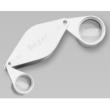 Lupa plegable dos lentes vidrio 8x-15x. Base aluminio 25 y 14 mm