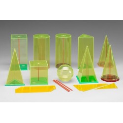 Cossos geomètrics plàstic transparent 75x75 mm. Capsa 10 peces