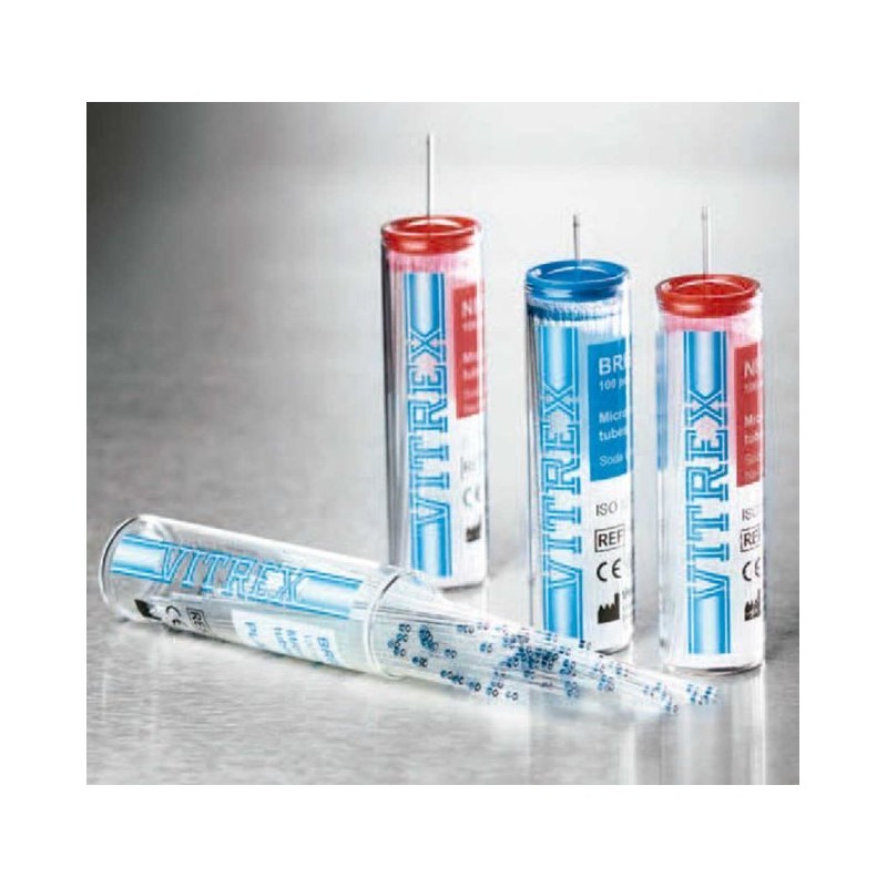 Tubs capil·lars hematòcrit sense heparina 70 mm. Capsa 1000 unitats