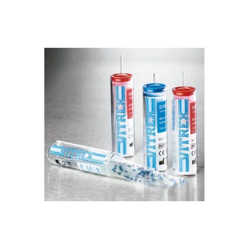 Tubs capil·lars hematòcrit sense heparina 70 mm. Capsa 1000 unitats