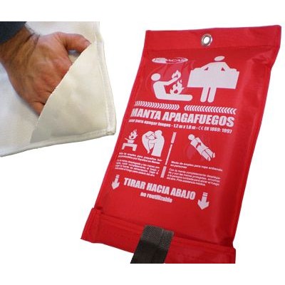 Manta apagafocs ignífuga en capsa mural. Mides 1200x1200 mm