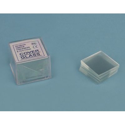 Cubreobjetos cuadrados 24x24 mm. Caja 100 piezas