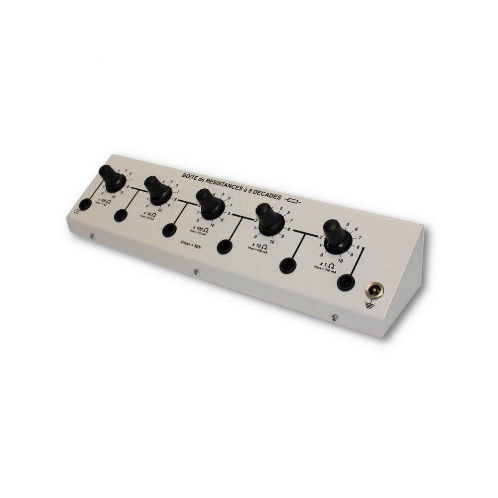 Dècada 5 resistències DE-102003. Caixa x1ohm...x10Kohm