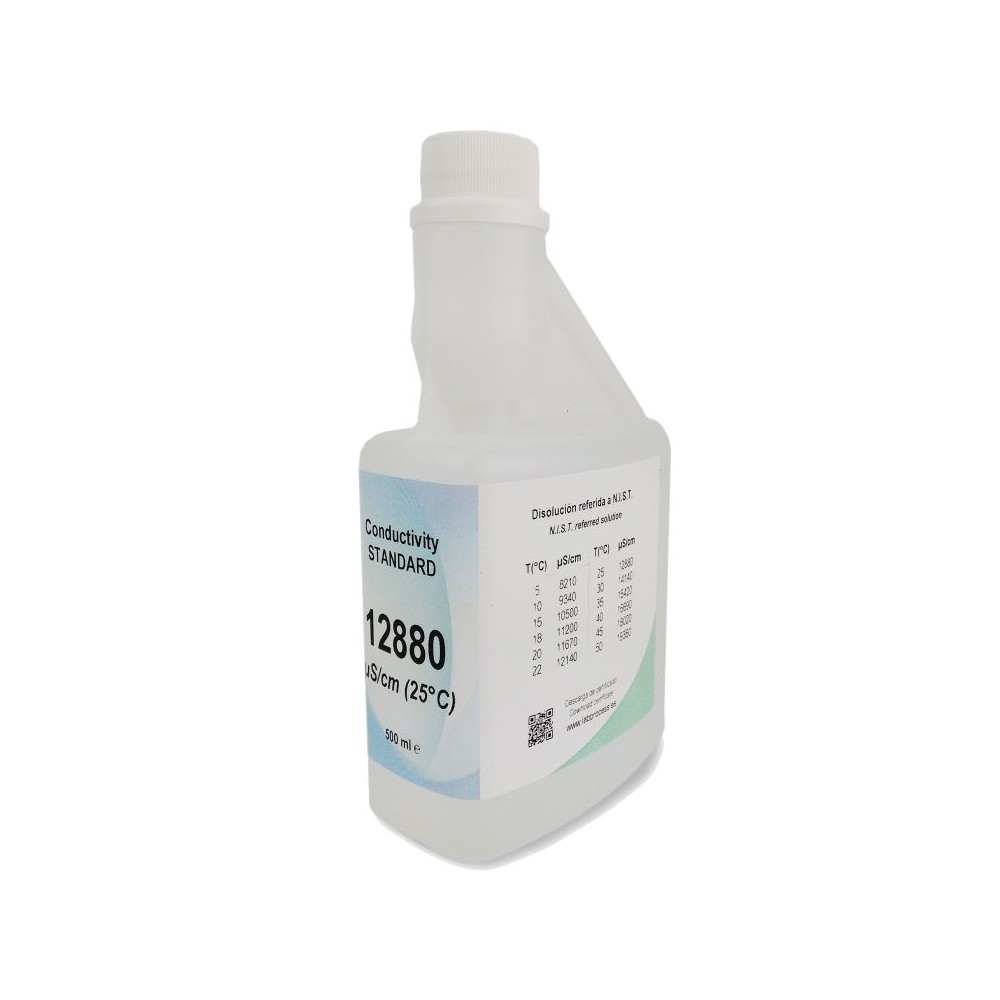 Solución calibrar patrón conductividad 12880 uS / cm XS-643. Frasco 500 ml