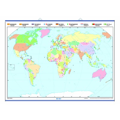 Mapa mural mut retolable 1300x1000 mm. Mapamundi