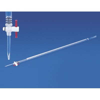 Bureta plàstic PMP aixeta PTFE graduada 0'1 ml. Capacitat 50 ml