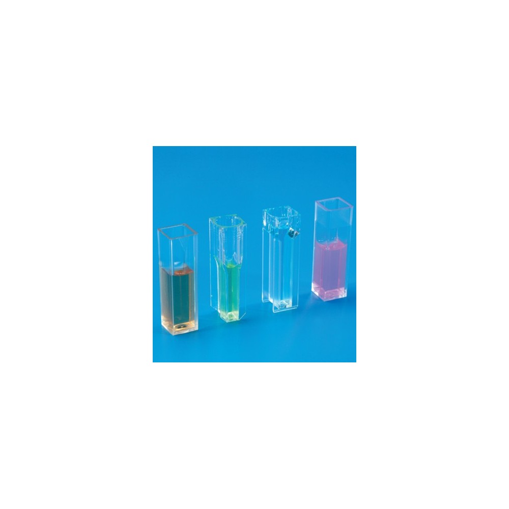 Cubetes espectrofotòmetre PS semimicro 1'5 ml. Capsa 100 unitats