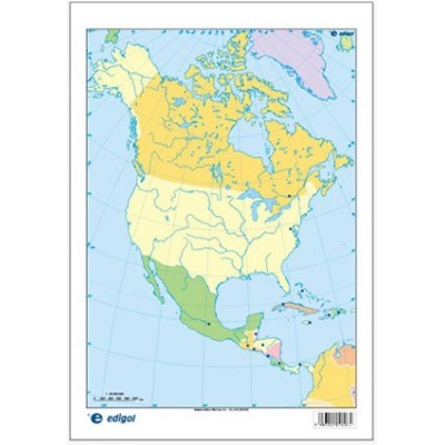 Mapes muts colors 230x330 mm. Amèrica Nord política. Bloc 50