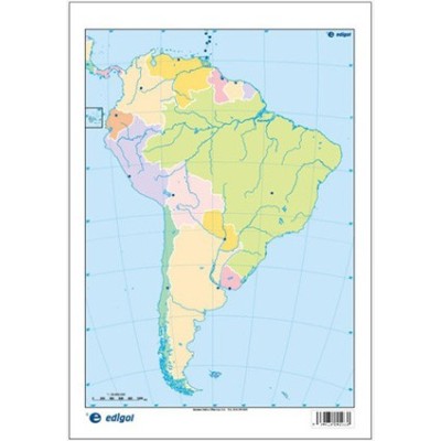 Mapes muts colors 230x330 mm. Amèrica Sud política. Bloc 50