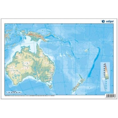 Mapas mudos colores 330x230 mm. Oceanía física. Bloque 50