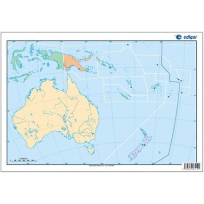 Mapas mudos colores 330x230 mm. Oceanía política. Bloque 50