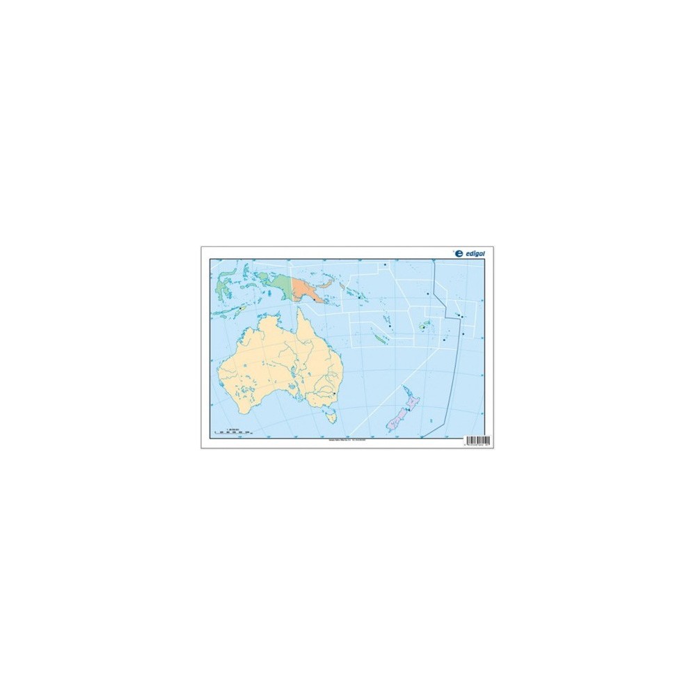 Mapas mudos colores 330x230 mm. Oceanía política. Bloque 50
