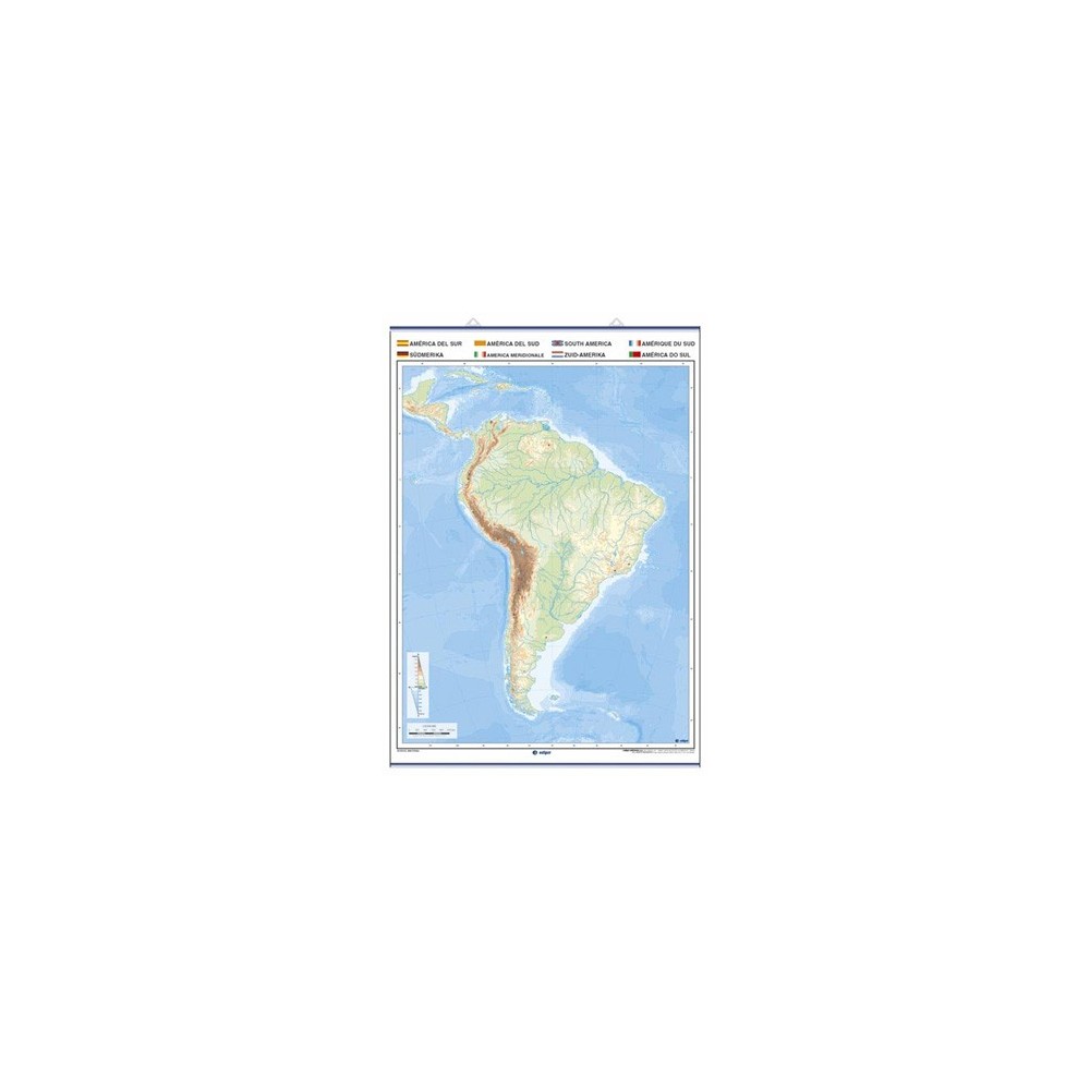 Mapa mural mudo rotulable 1000x1400 mm. América del Sur