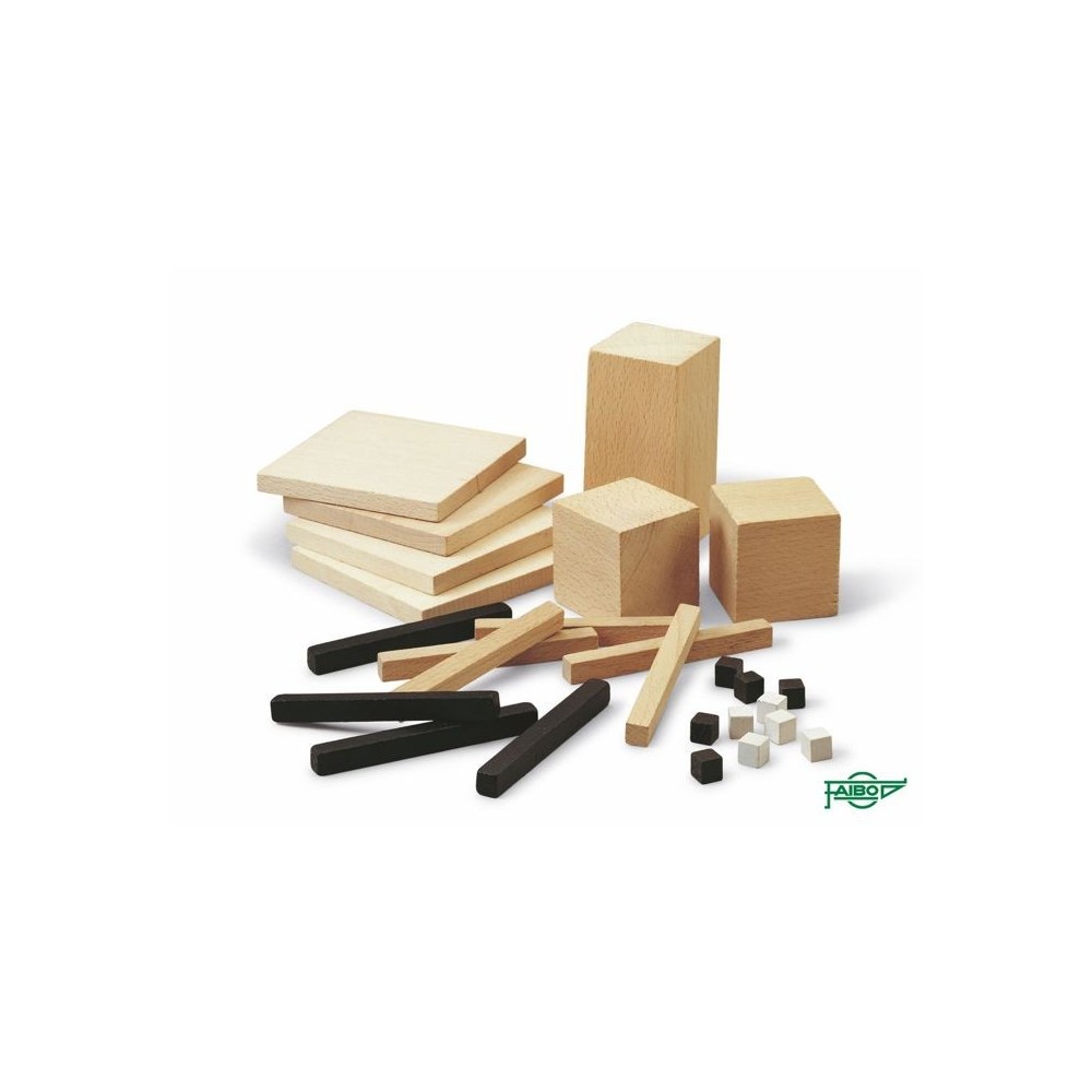 Decímetre cúbic descomponible fusta. Capsa 26 peces