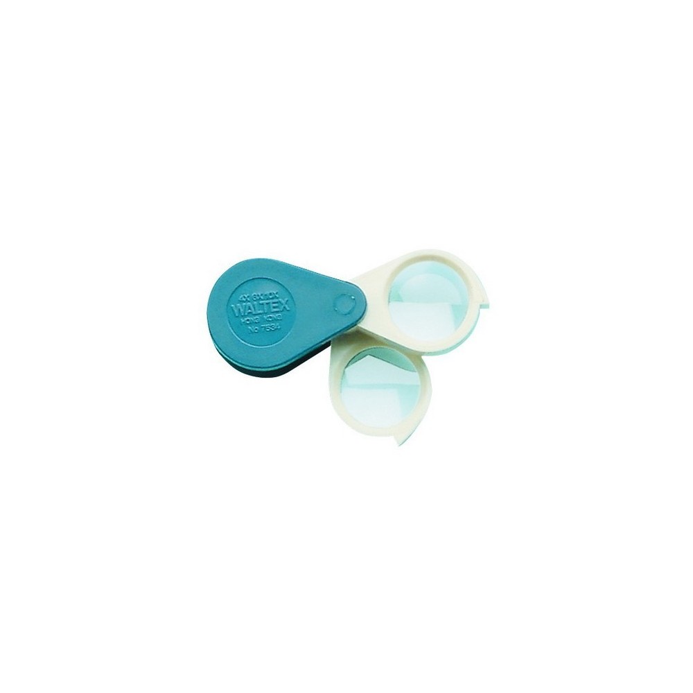 Lupa plegable con dos lentes orgánica 2x-6x-10x. Base plástico