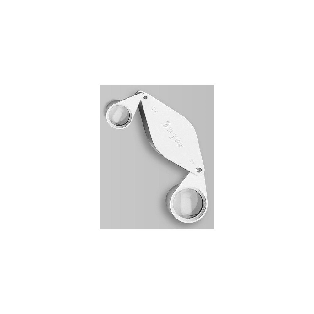 Lupa plegable dos lentes vidrio 8x-15x. Base aluminio 25 y 14 mm