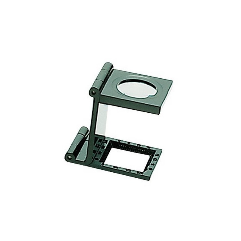 Lupa plegable comptafils lent vidre 5x. Base alumini 25x25 mm