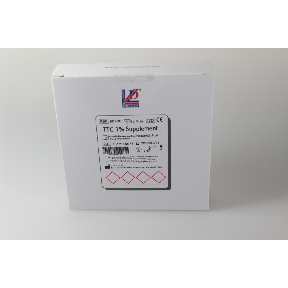 Suplemento trifeniltetrazole cloruro 1% (TTC) L-80300. Caja