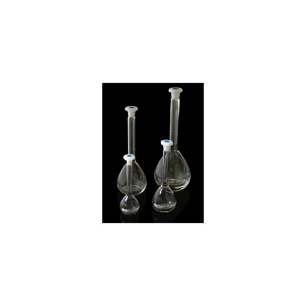 Matrassos aforats vidre amb tap plàstic 250 ml. Capsa 6 unitats