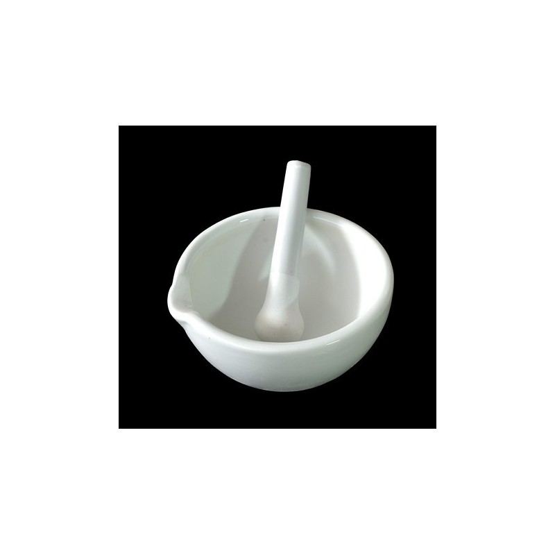 Morter porcellana amb bec i mà. Mides 74x160 mm (500 ml)