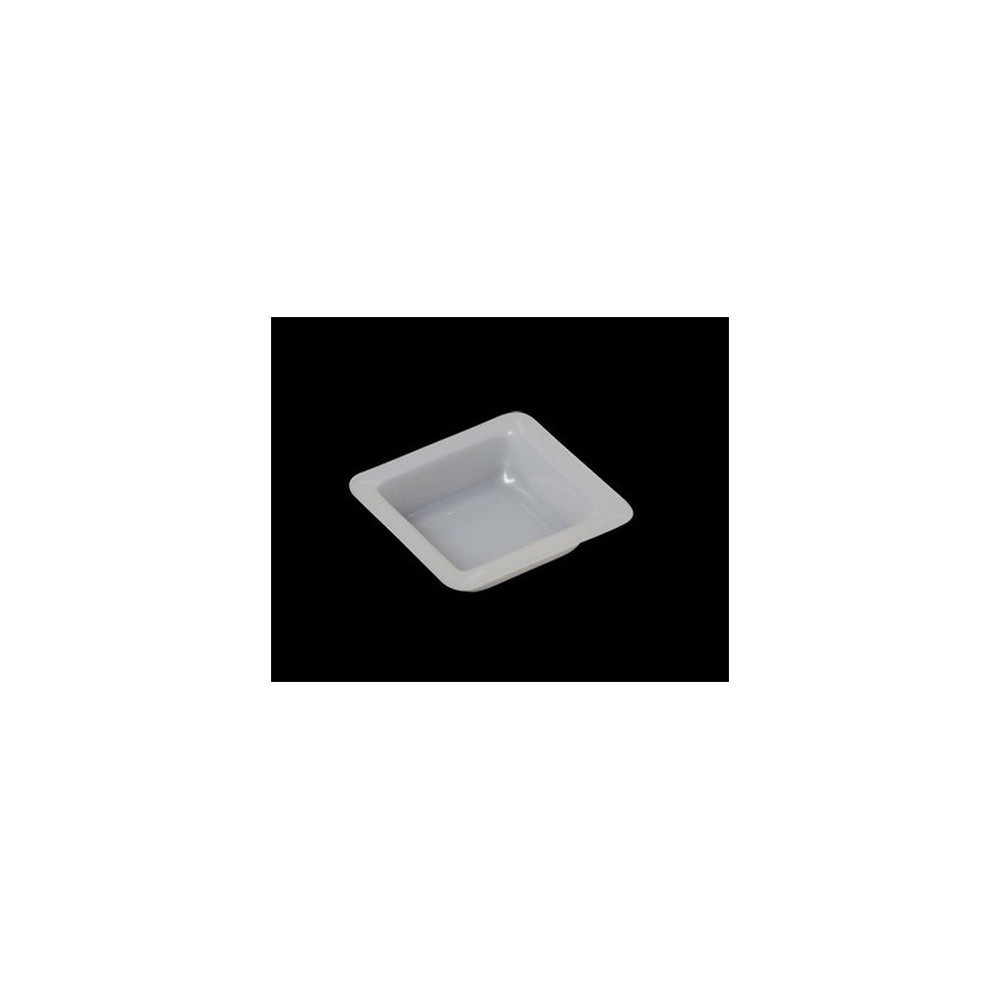 Bandejas pesar plástico PS 8x41x41 mm. Caja 500 unidades