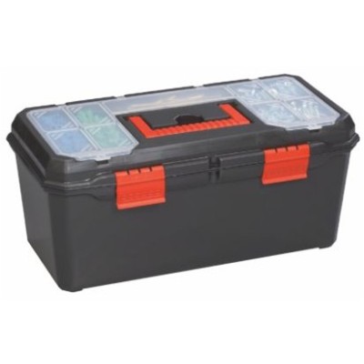 Caixa eines plàstic amb 2 organitzadors. Mides 410x200x180 mm