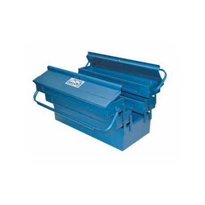 Caja herramientas metálica con 5 departamentos. Medidas