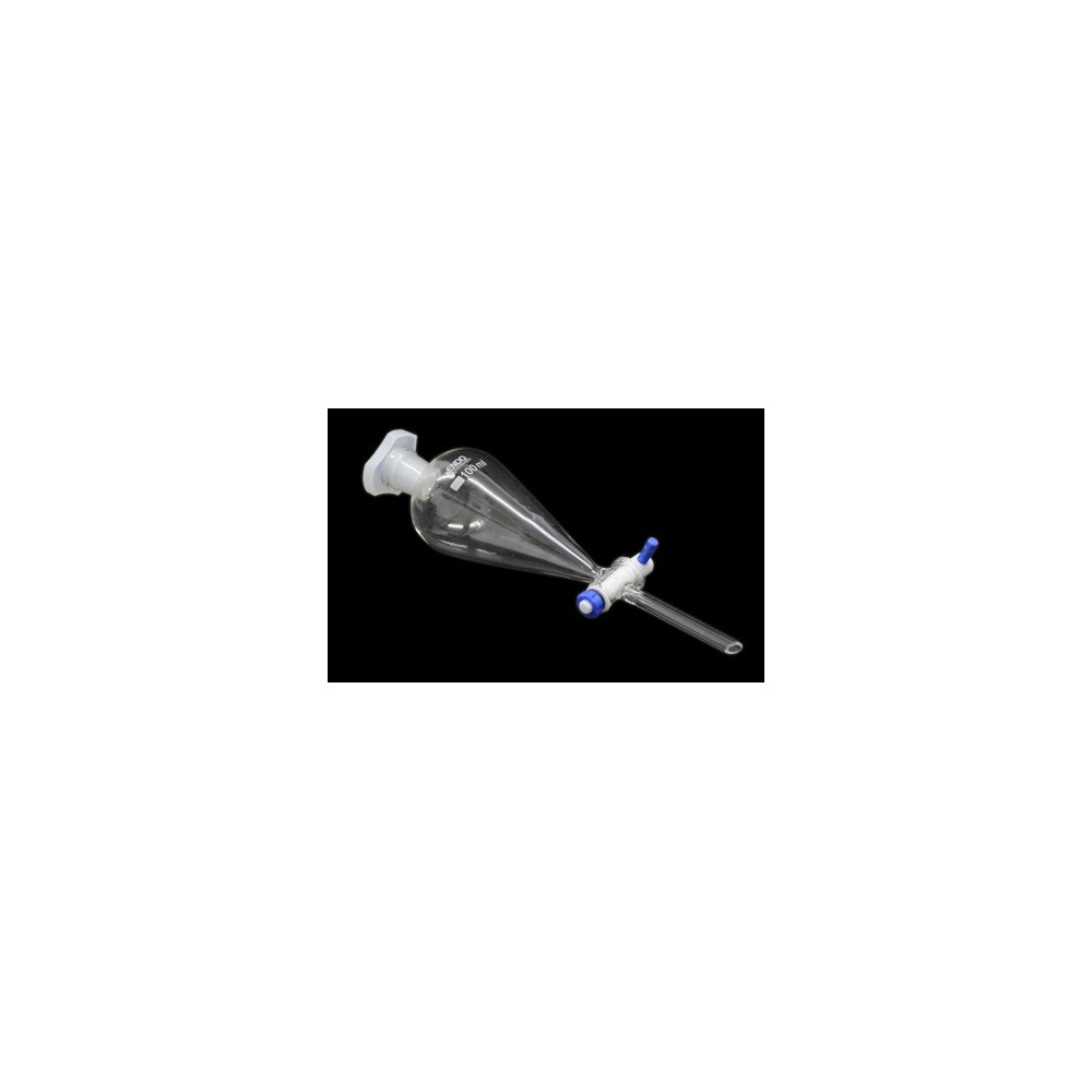 Embudo decantación vidrio con llave cónica PTFE. Capacidad 250