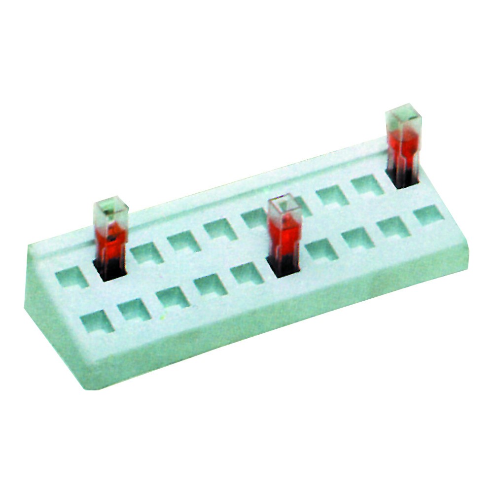 Gradilla plástico PP adecuada cubetas 10 mm. Capacidad 20