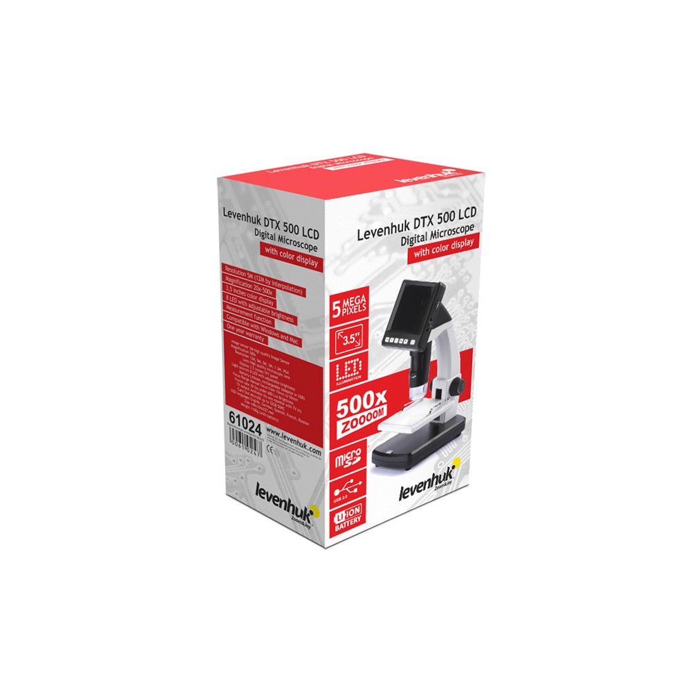 Microscopio digital USB Levenhuk DTX 500 LCD. Sensor 5 Mp