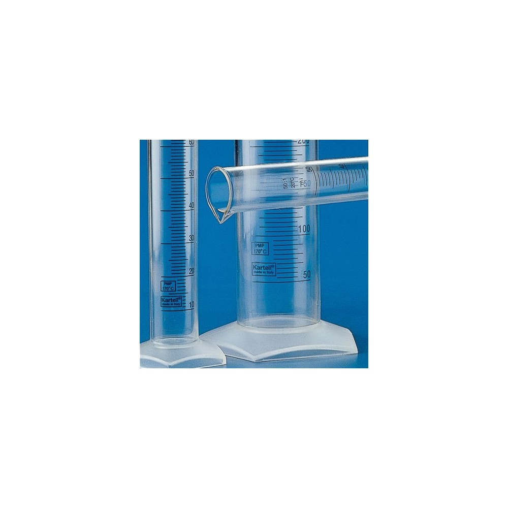 Probeta plástico PMP graduada 2/1. Capacidad 250 ml