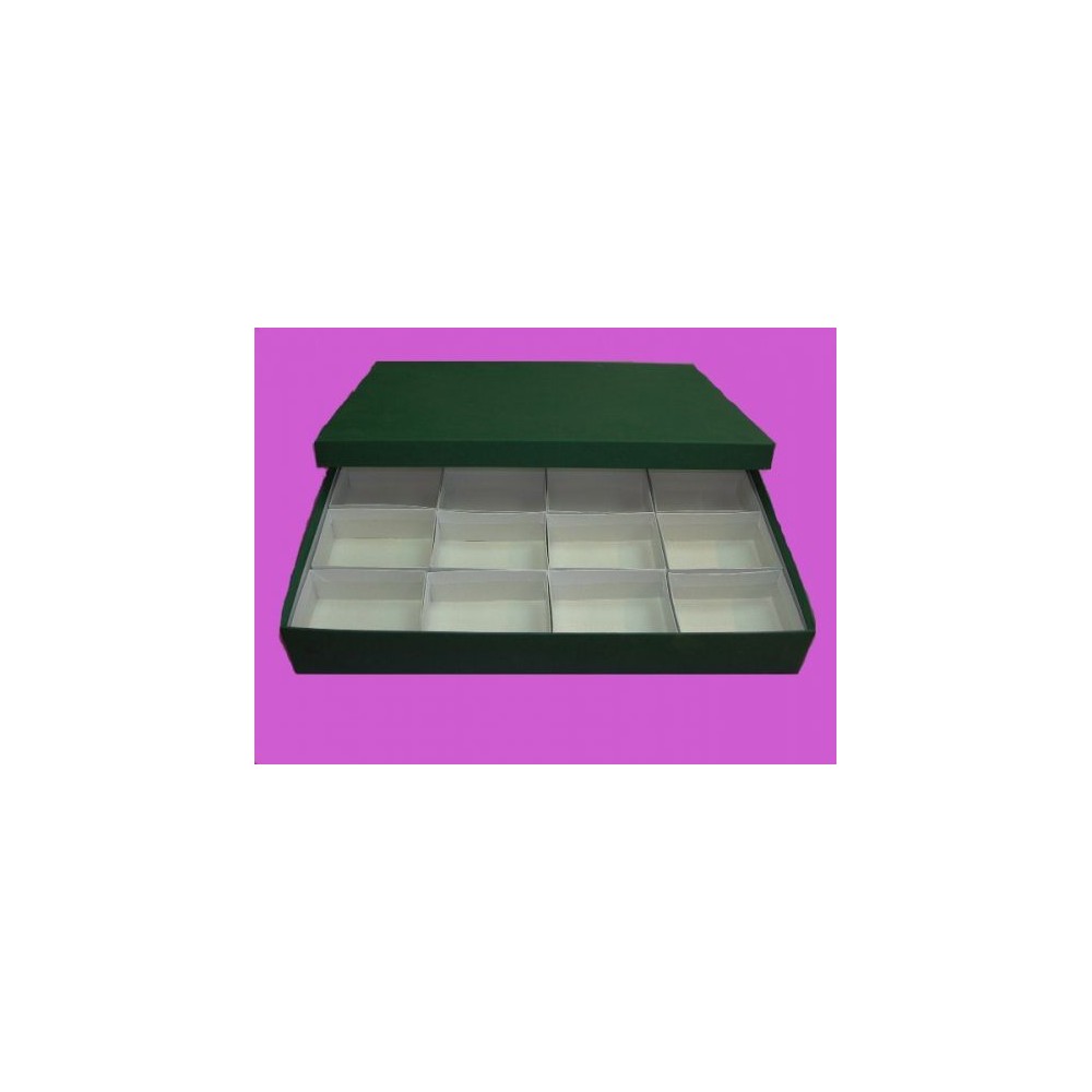 Caja minerales cartón 16 piezas. Compartimentos 95x70x50 mm