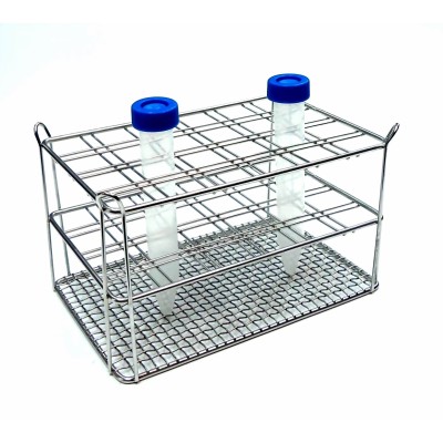 Gradilla tubos centrifugadora acero inoxidable. Capacidad 24x15 ml