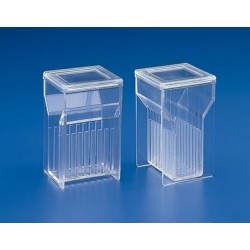 Plastic staining jar PMP Hellendhal K-355. Vertical 8 grooves