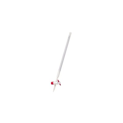 Smooth glass burette conic stopcock PTFE graduated 0'10 ml. Capacity 25 ml