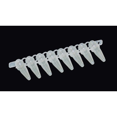 Microtubs PCR plàstic PP fons cònic 0'2 ml. Bossa 200 tires 8 unitats