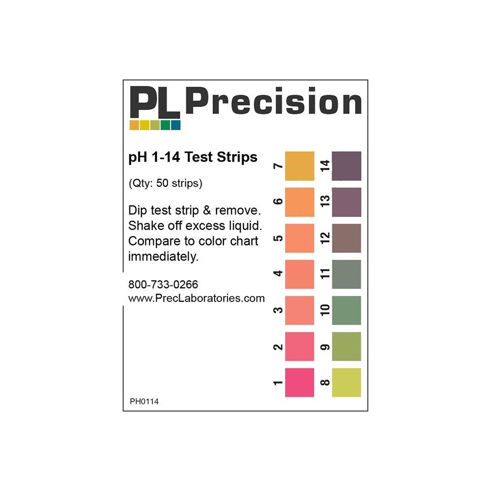 Tires indicadores plàstic pH 1-14 (1'0 pH) PH-0114-1. Bossa 100 unitats