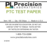 Tiras reactivas papel n-feniltiourea (PTC) P-165. Tubo 100 unidades